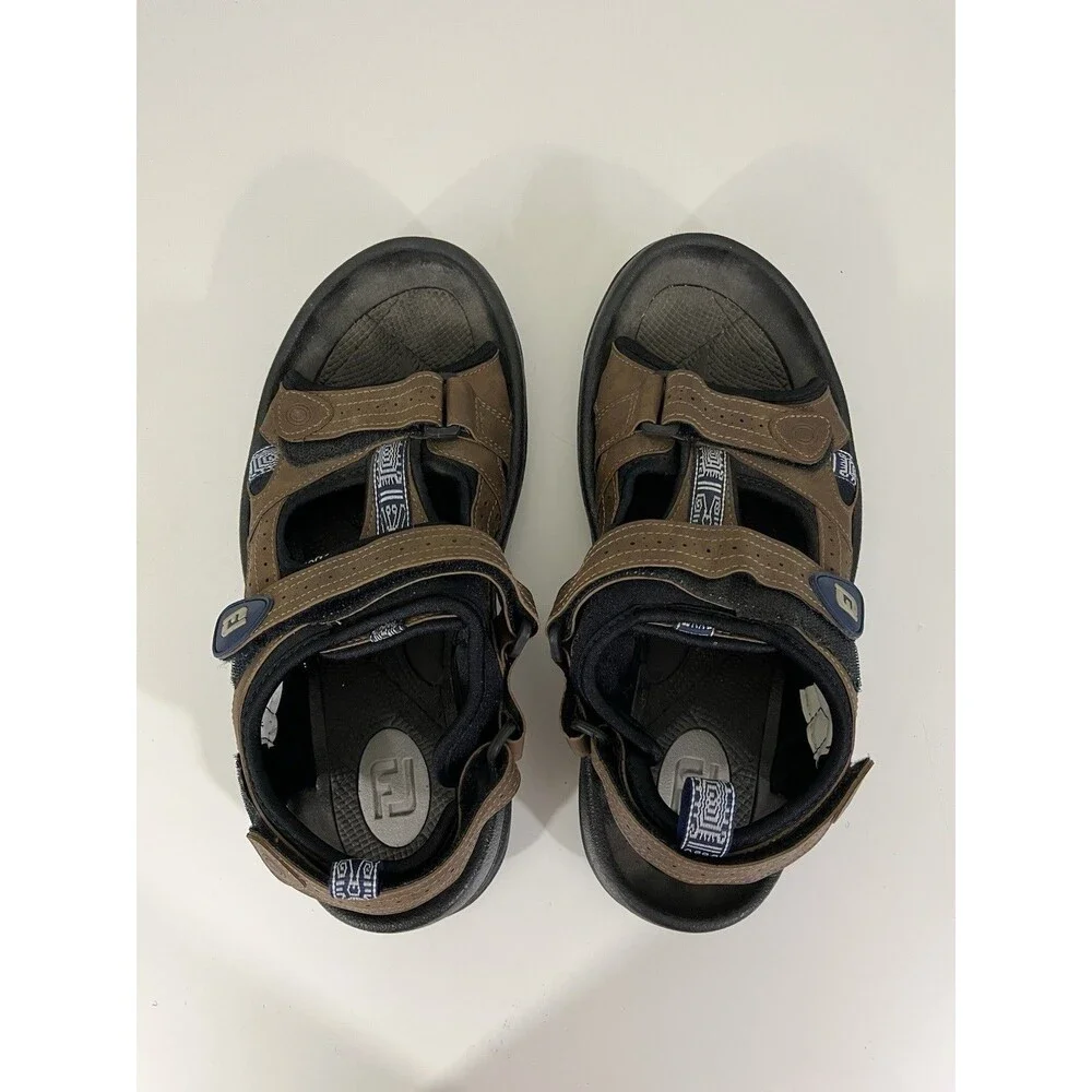 Footjoy Men's Leather Golf Sandals Hook & Loop Adjustable Closure Soft Spike 10M